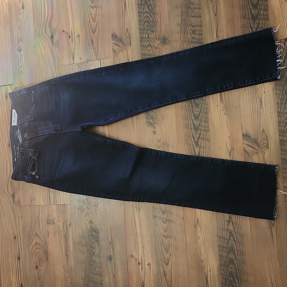AG Jeans Anthropologie Mari‎ Mid Rise Cigarette Stretch Straight Raw Hem Size 24
